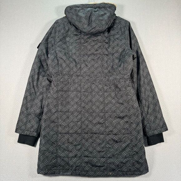 Billabong Coat Jacket Womens XL Black Fur Hood Weatherproof Rain Long Outdoors - Picture 2 of 16